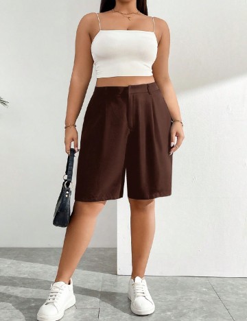 Pantaloni scurti SHEIN CURVE, maro