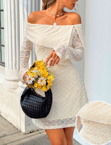 Rochie scurta SHEIN, crem