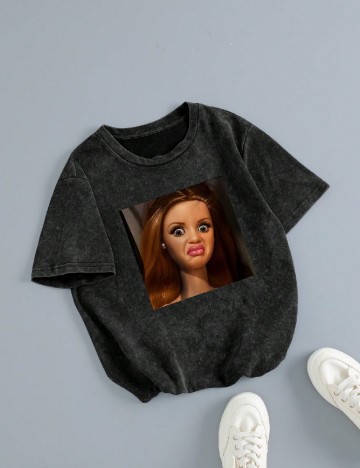 Tricou SHEIN CURVE, gri inchis