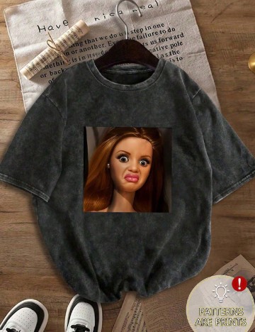 Tricou SHEIN CURVE, gri inchis