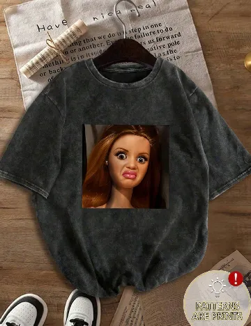 Tricou SHEIN CURVE, gri inchis
