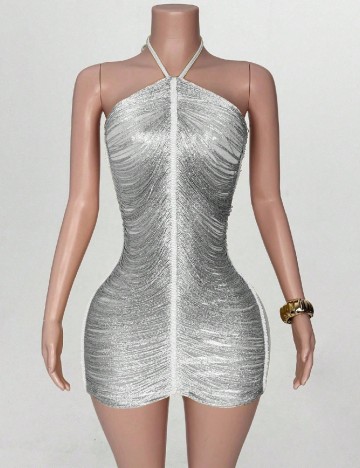 Rochie scurta SHEIN, argintiu