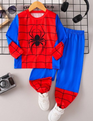 Compleu Shein Kids, albastru/rosu