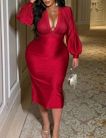 Rochie medie SHEIN CURVE, rosu