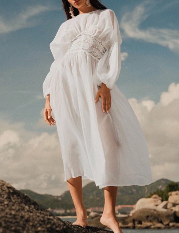 Rochie medie Anewsta, alb