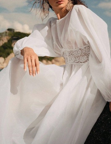 Rochie medie Anewsta, alb