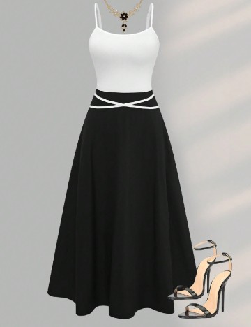 Rochie medie SHEIN, negru/alb