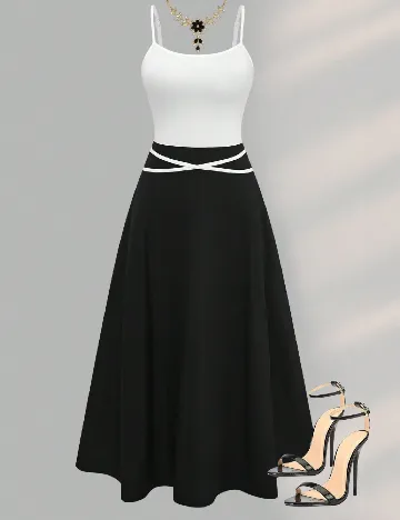 Rochie medie SHEIN, negru/alb