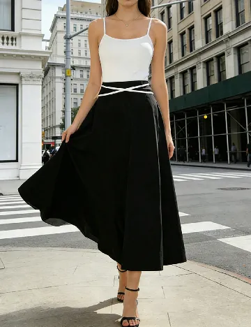 Rochie medie SHEIN, negru/alb