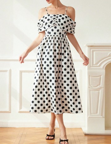 Rochie medie SHEIN, alb/negru