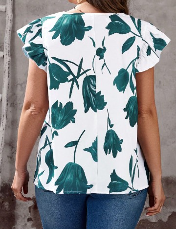 Bluza Emery Rose Curve, alb/verde