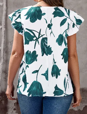 Bluza Emery Rose Curve, alb/verde