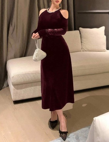 Rochie medie Dazy, burgundy