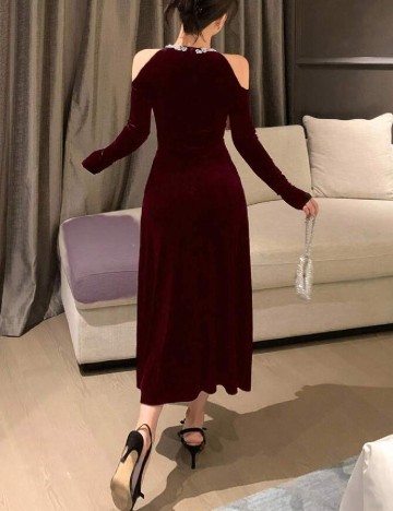 Rochie medie Dazy, burgundy