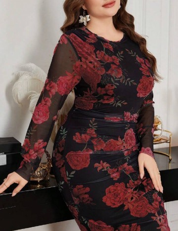 Rochie lunga SHEIN CURVE, negru floral