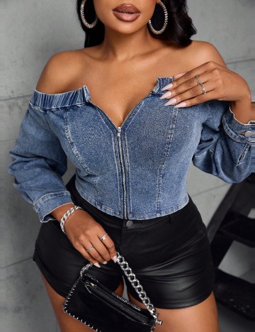 Bluza SHEIN CURVE, albastru