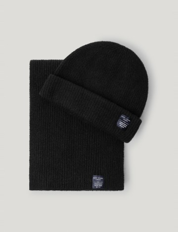 Set caciula si fular Pepe Jeans, negru