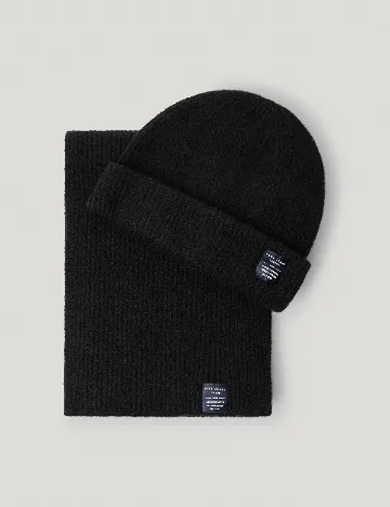 Set caciula si fular Pepe Jeans, negru