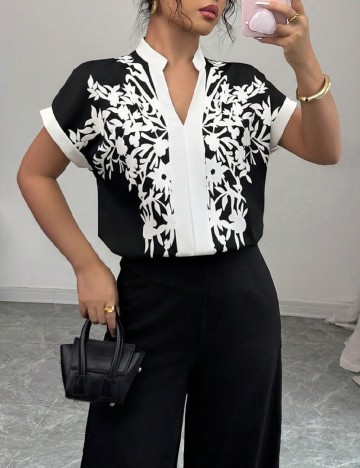 Bluza SHEIN, negru/alb