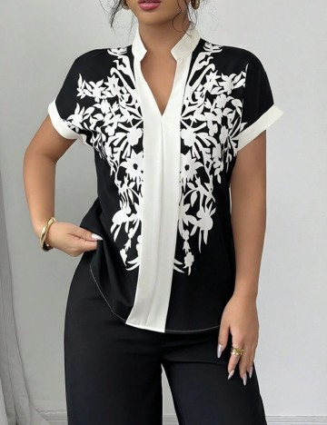 Bluza SHEIN, negru/alb