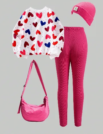 Compleu Shein Kids, roz/alb