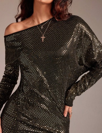 Rochie scurta SHEIN, negru/auriu