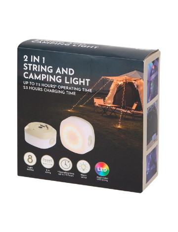 Lampă de camping și ghirlandă luminoasă 2în1 Nor-Tec, mix culori