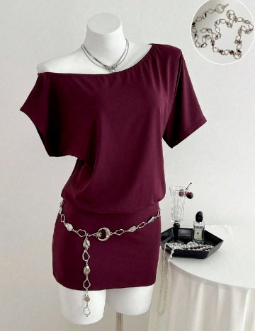Rochie scurta SHEIN, grena