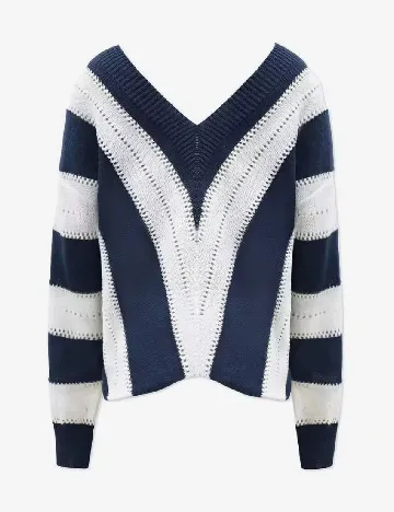 Pulover SHEIN, albastru/alb