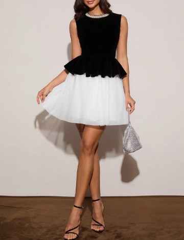 Rochie scurta SHEIN, negru/alb