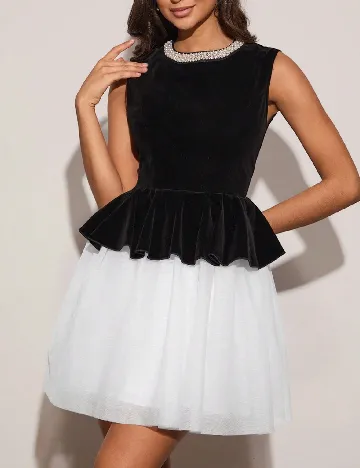 Rochie scurta SHEIN, negru/alb