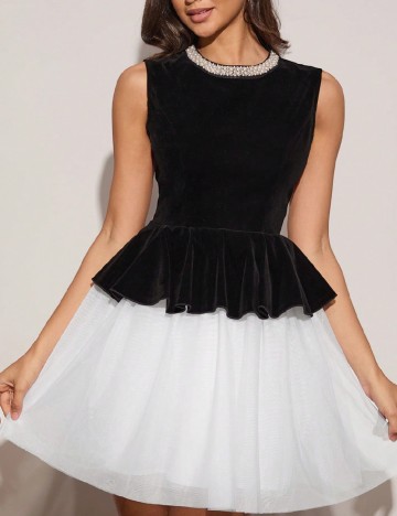 Rochie scurta SHEIN, negru/alb