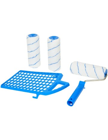 Set de role de vopsit cu grilă SPECTRUM, albastru/alb