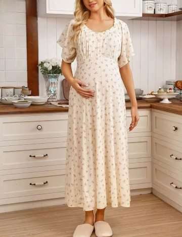 Rochie medie SHEIN Maternity, crem