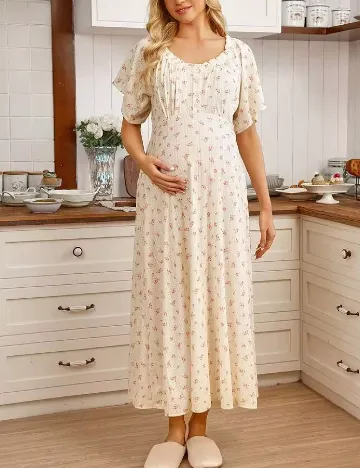 Rochie medie SHEIN Maternity, crem