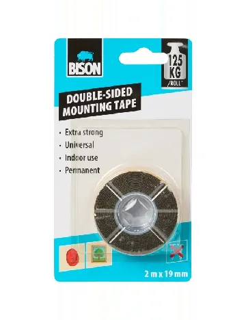 Bandă de montaj dublu-adezivă Bison, negru