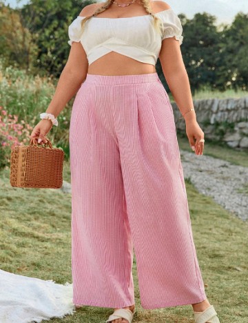 Pantaloni SHEIN CURVE, roz