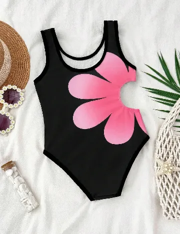 Costum de baie Shein Kids, negru/roz