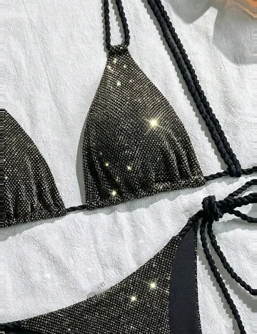 Costum de baie SHEIN, negru/auriu