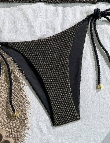 Costum de baie SHEIN, negru/auriu