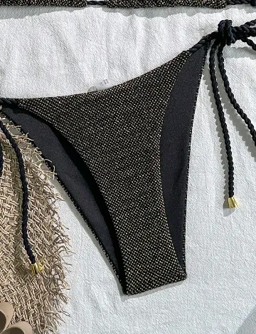 Costum de baie SHEIN, negru/auriu