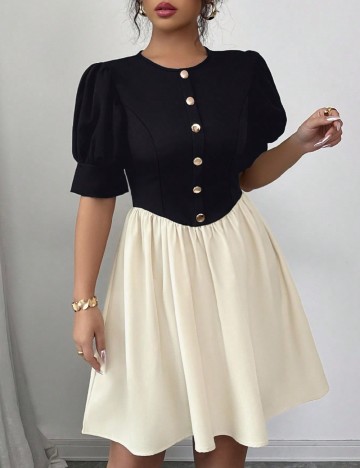 Rochie scurta SHEIN, negru/crem