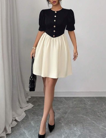 Rochie scurta SHEIN, negru/crem