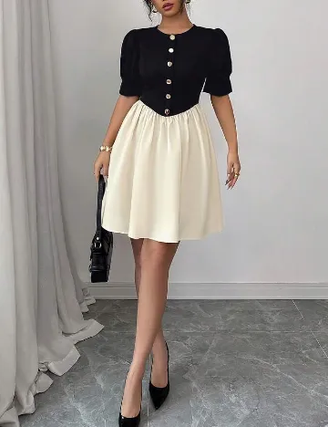 Rochie scurta SHEIN, negru/crem