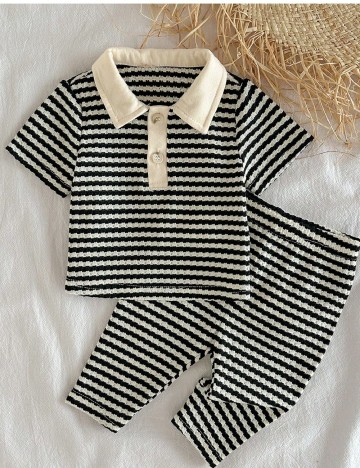 Compleu Shein Kids, crem/negru