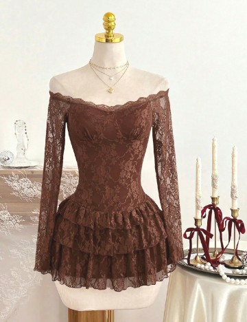 Rochie scurta SHEIN, maro