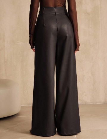 Pantaloni imitatie de piele Anewsta, maro