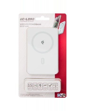 Baterie externă wireless 5000 mAh Re-load, alb