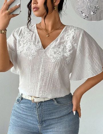 Bluza SHEIN CURVE, alb