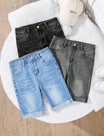 Set Pantaloni scurti 3 perechi Shein Kids, mix culori